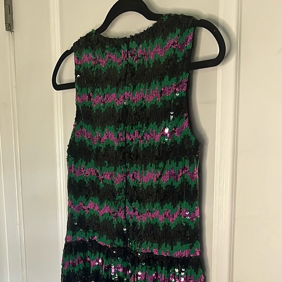 French Connection Pink, Black, Green Sequin Dress Wicked Movie Outfit, Size: 4 - Picture 4 of 5